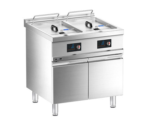 kualitas  Floor Western Electric Double-tank Deep Fryer with Cabinet pabrik